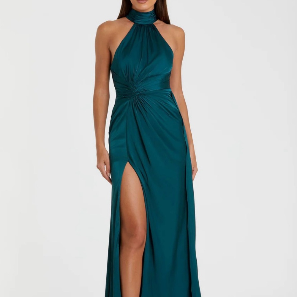 Mac Duggar Halter Open Back High Neck Gown